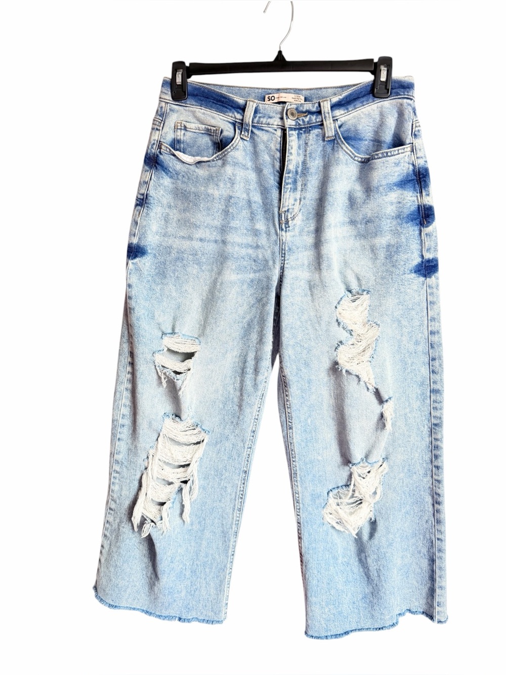 SO Goods For Life Super High Rise Wide Leg Distressed Crop Jeans Size 11/30W